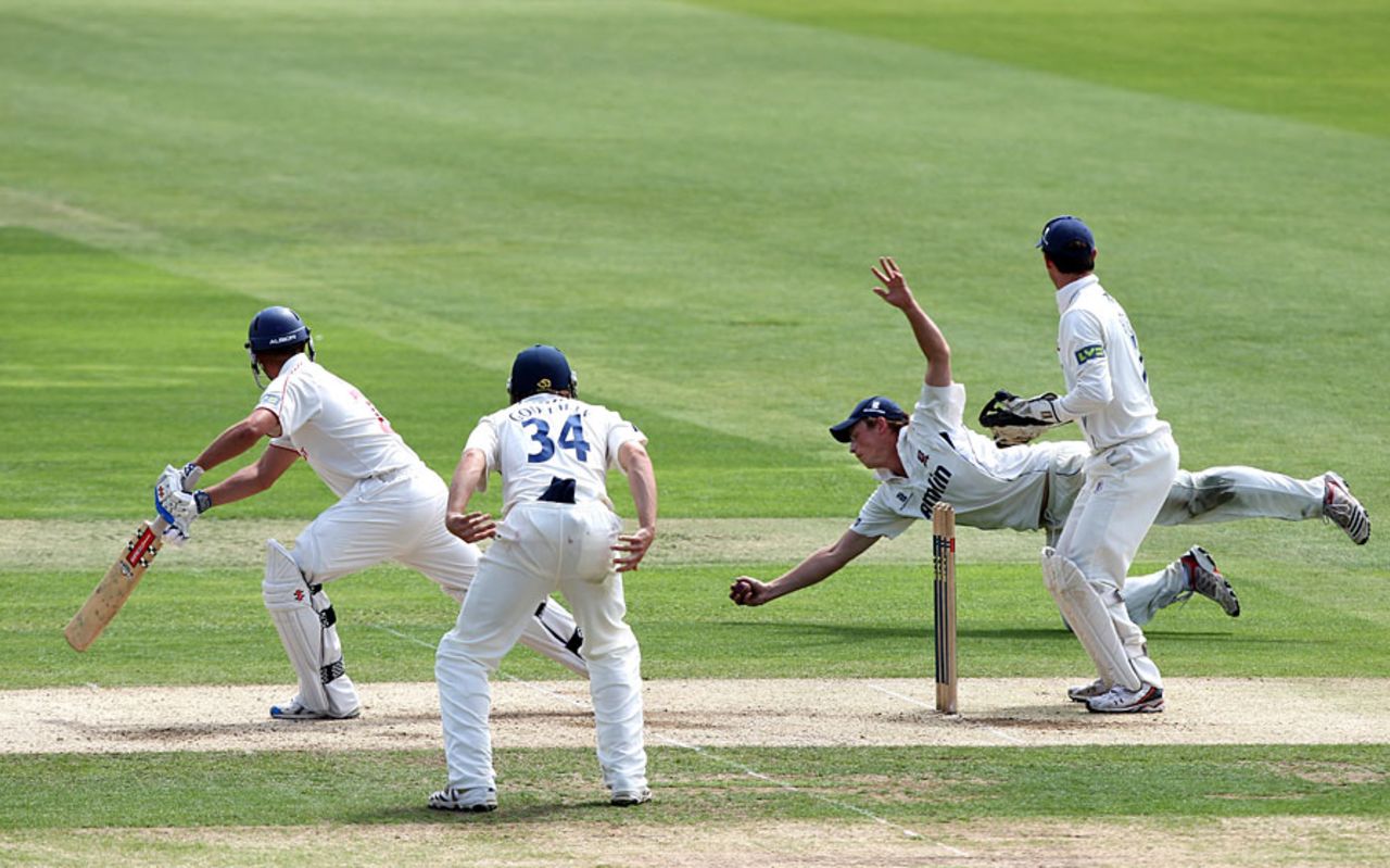 Tom Westley holds a sharp catch to remove Dean Cosker, Glamorgan v Essex, County Championship, Division Two, Cardiff, August 3, 2011