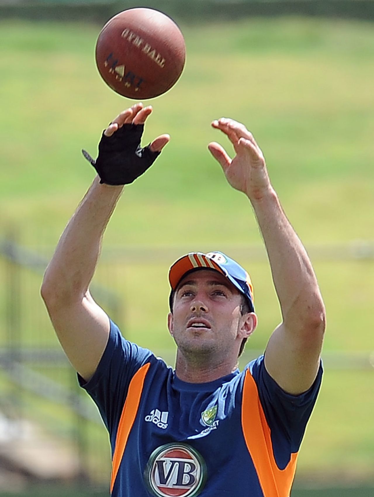 Shaun Marsh works out with the medicine ball during a training session in Pallekele, August 4, 2011