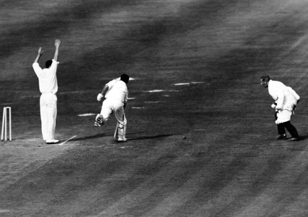 Ken Barrington is run out by Colin Bland, England v South Africa, 1st Test, Lord's, 3rd day, July 24, 1965