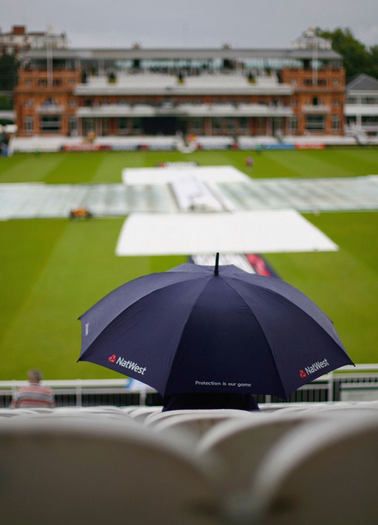 A spectator takes shelter from the rain, England v Pakistan, 2nd ODI, Lord's, September 2, 2006