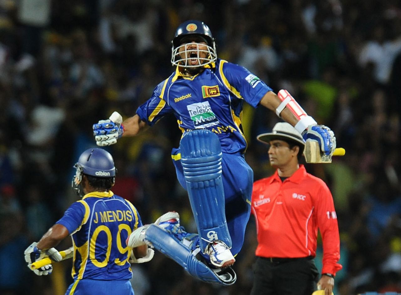 Tillakaratne Dilshan is ecstatic after his 55-ball ton, Sri Lanka v Australia, 1st Twenty20, Pallekele, August 6, 2011