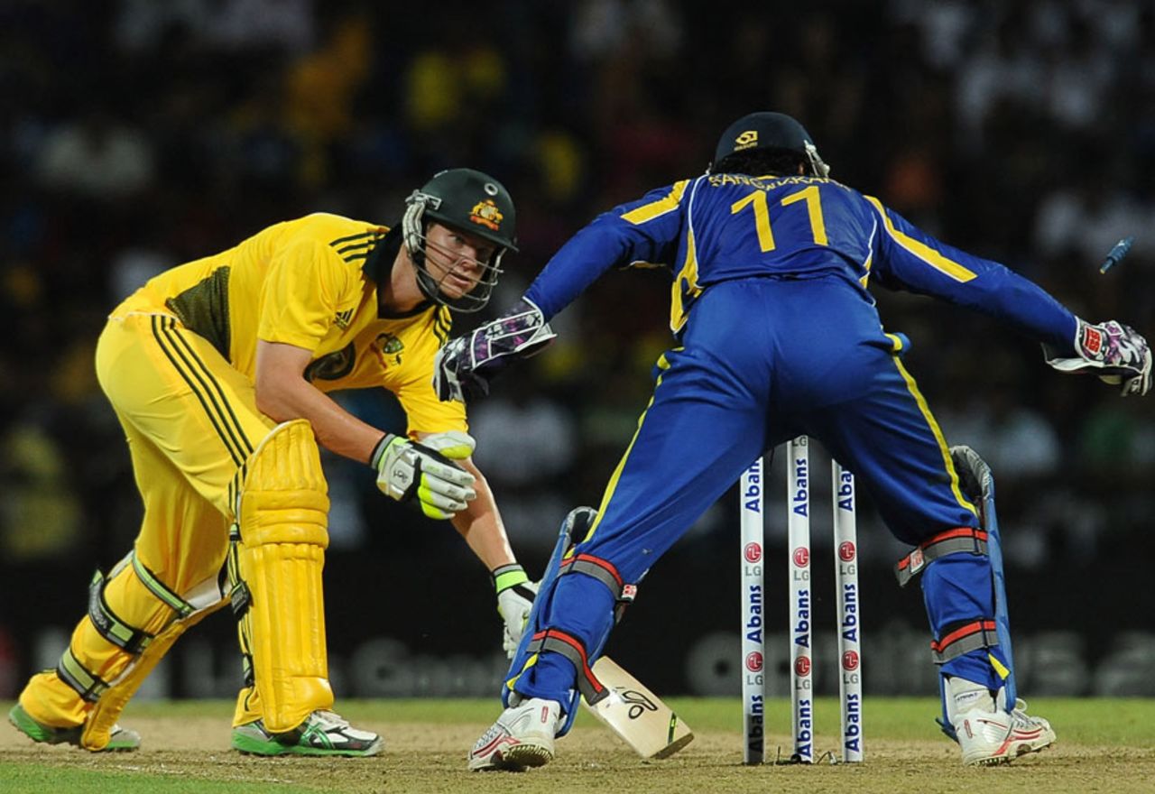Steven Smith is stumped by Kumar Sangakkara, Sri Lanka v Australia, 1st Twenty20, Pallekele, August 6, 2011