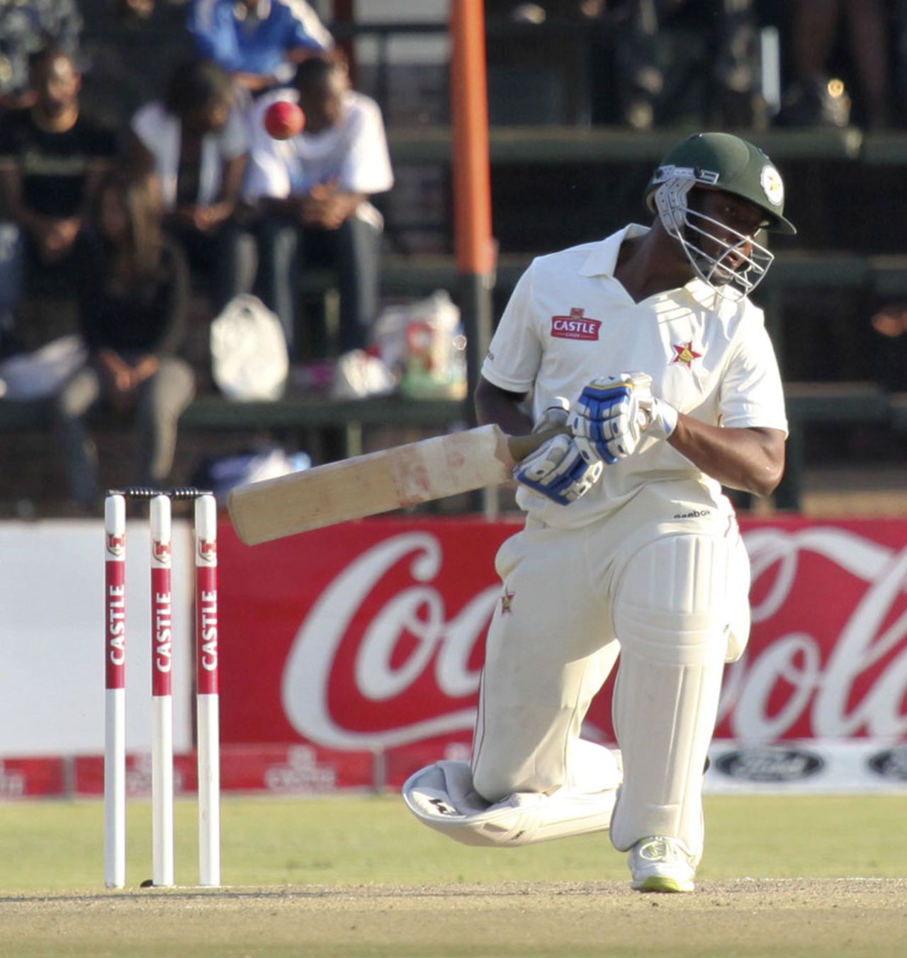 Tino Mawoyo evades a short ball, Bangladesh v Zimbabwe, only Test, Harare, 3rd day, August 6, 2011