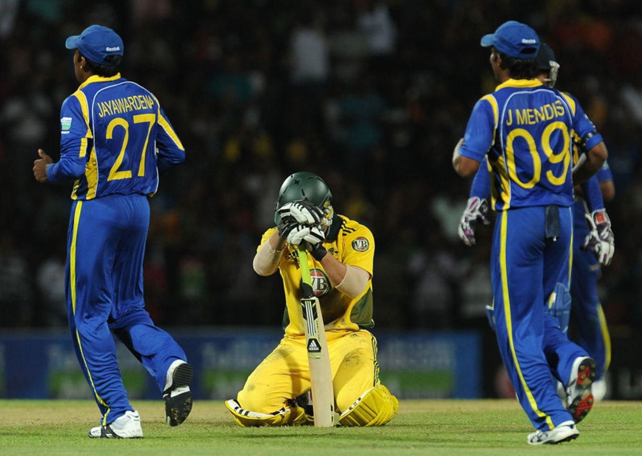 Steve O'Keefe reacts to being run-out, Sri Lanka v Australia, 2nd Twenty20, Pallekele, August 8, 2011