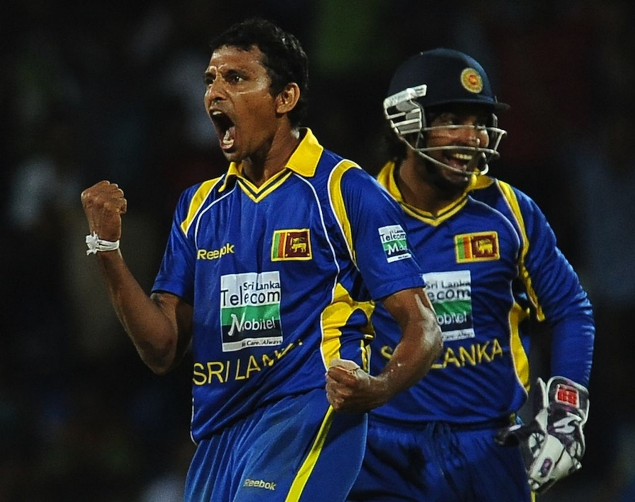 Suraj Randiv celebrates Shane Watson's wicket, Sri Lanka v Australia, 1st ODI, Pallekele, August 10, 2011