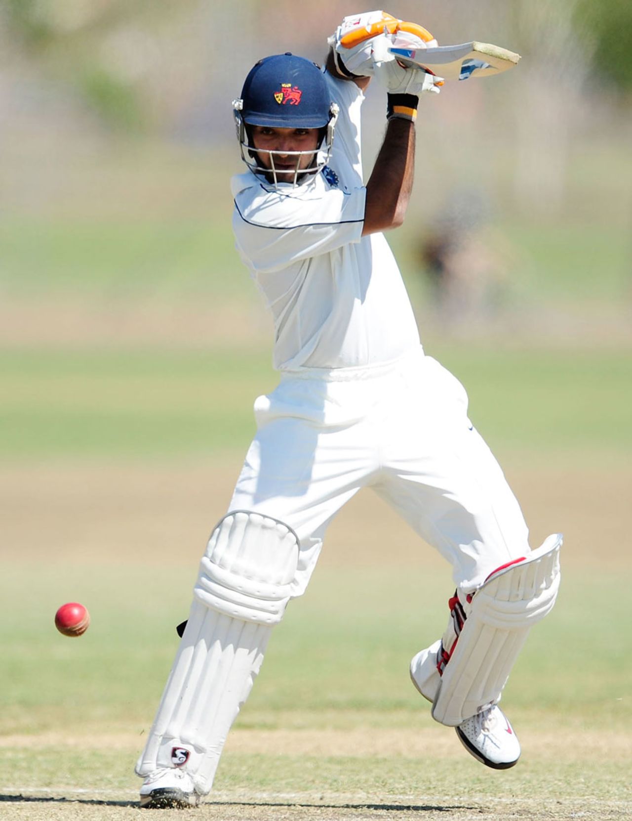 Ajinkya Rahane crashes the ball towards point, Australian Institute of Sport v India Emerging Players, Emerging Players tournament, 2nd day, Townsville, August 12, 2011