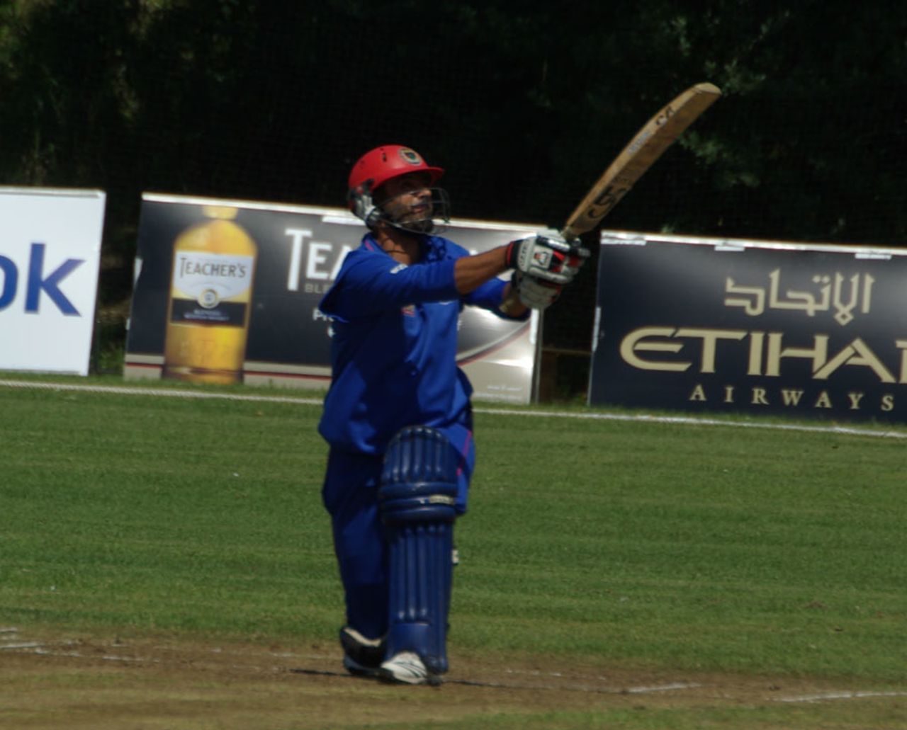 Nowroz Mangal hits one of his seven sixes, Afghanistan v Trinidad & Tobago XI, Summer Festival, 1st match, King City, August 11, 2011