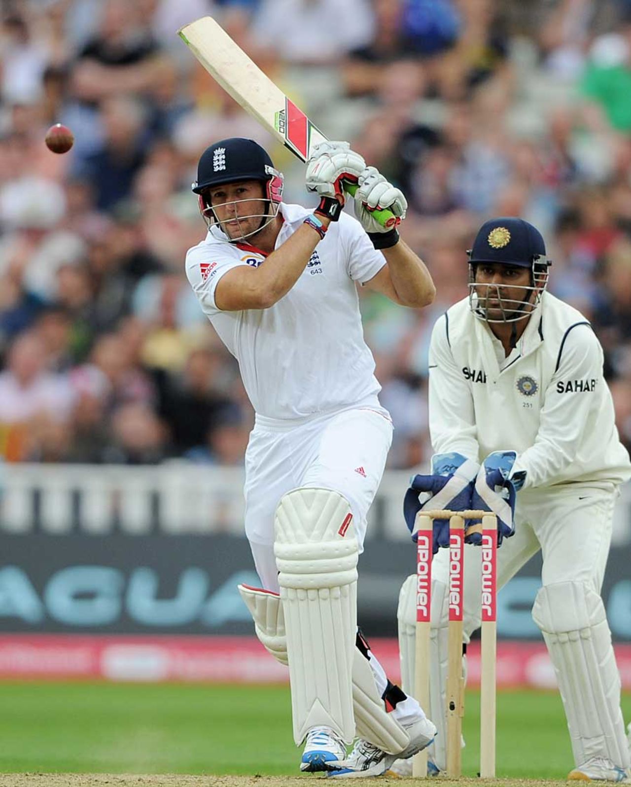 Tim Bresnan thumps one down the wicket, England v India, 3rd npower Test, Edgbaston, 3rd day, August 12, 2011