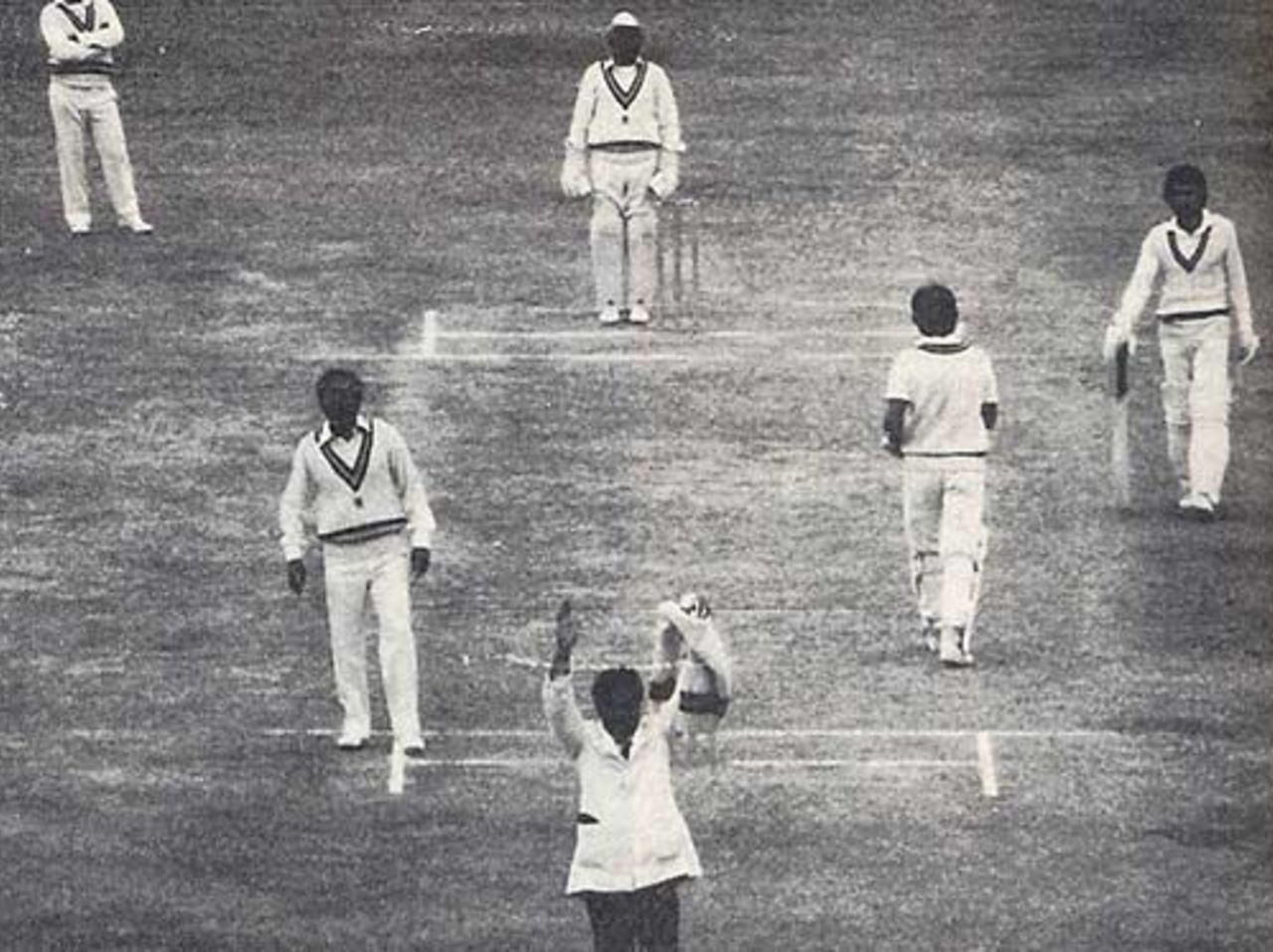 Zaheer Abbas hits Dilip Doshi for 6 on his way to a magnificent 168 off 176 balls at Faisalabad in 1982-83. This was his third consecutive hundred against India and, like this innings, the last two were mammoth and commanding scores as well. After tonking 215 in the first Test at Lahore - a game in which India responded gamely to Pakistan's imposing total - he led Pakistan to an innings-victory in the second with his 186 off only 246 balls after coming in to bat at 18 for 3. Here, at Faisalabad, he was one of four Pakistani batsmen to score hundreds in another victory. Pakistan won three out of six games and Zaheer continued dominating India: he had 650 runs in the series at an average of 130. This series reflected the hold he had over India throughout his career. Only in one of his four series against India did he not perform well. Even then, he ended with 1740 in 19 games against India with six hundreds and an average of 87. In comparison, against all other opposition, he averaged 35.72.