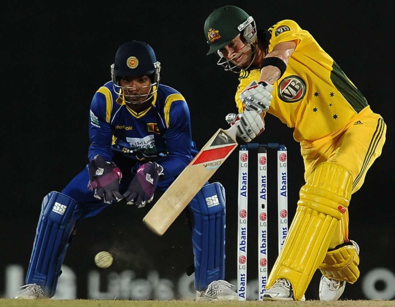 Michael Clarke drives through the offside, Sri Lanka v Australia, 2nd ODI, Hambantota, August 14, 2011