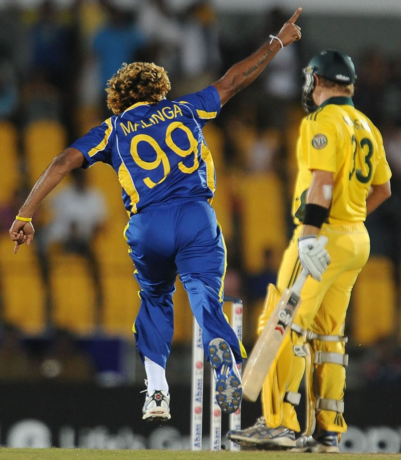 Lasith Malinga struck early to remove Shane Watson, Sri Lanka v Australia, 3rd ODI, Hambantota, August 16, 2011