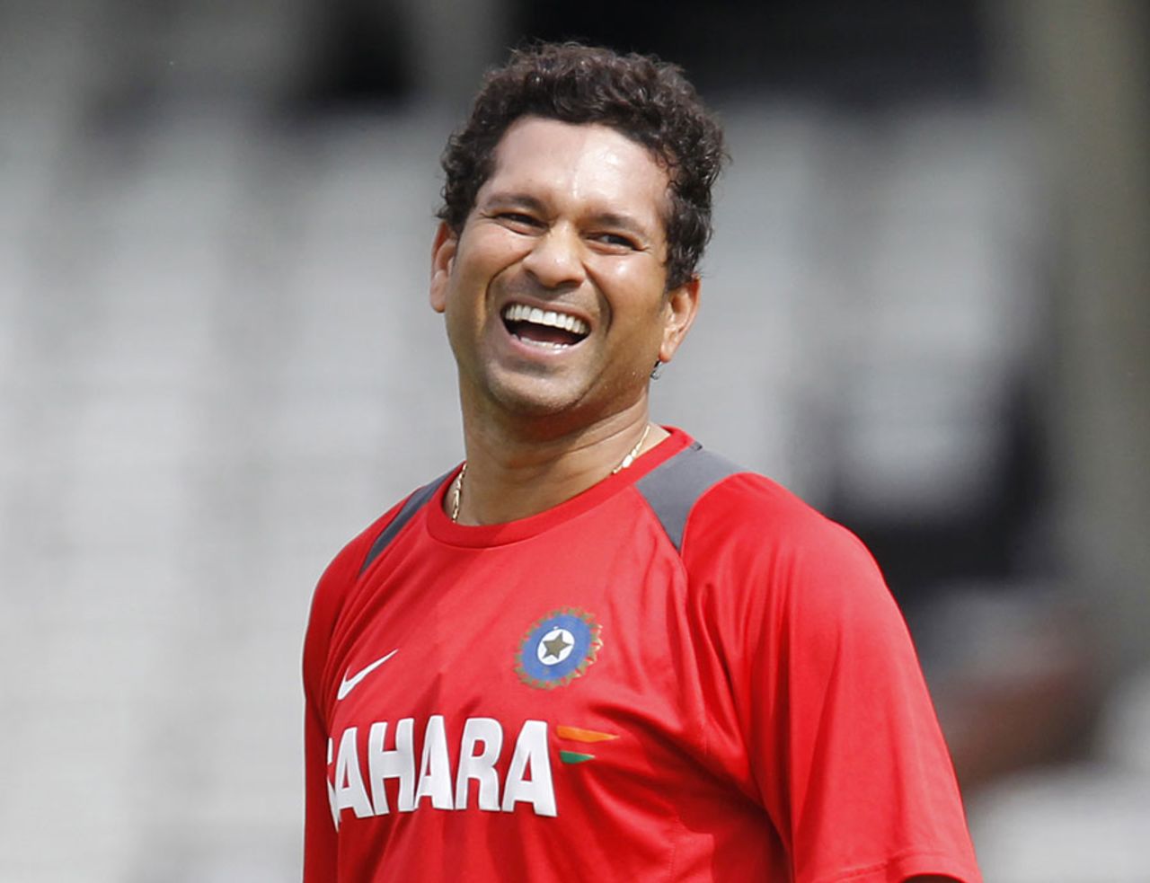 Still smiling: Sachin Tendulkar was in good spirits as he prepared for the final Test, The Oval, August 17, 2011