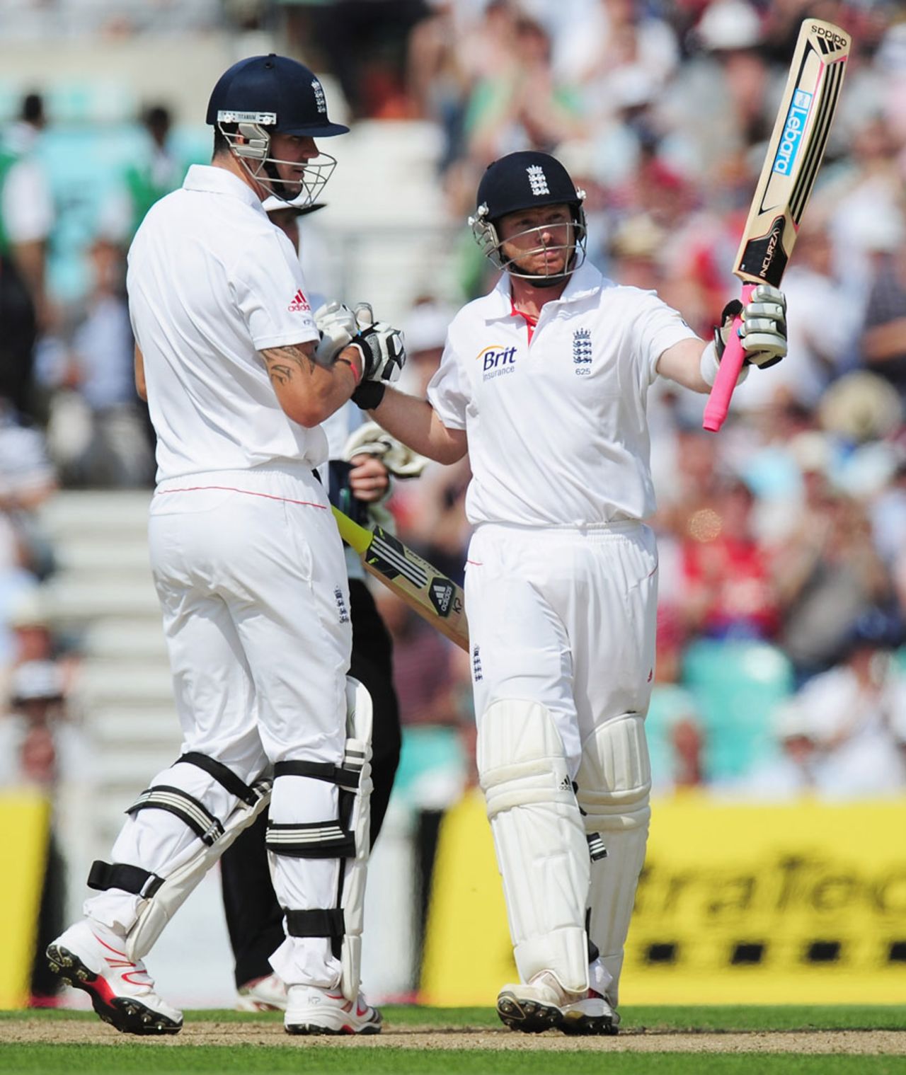 Ian Bell raises his bat on reaching a half-century, England v India, 4th Test, The Oval, 2nd day, August 19, 2011