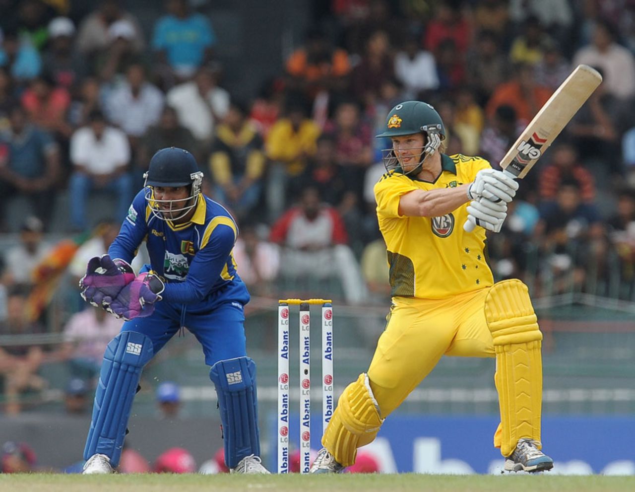 Shane Watson powers one through the off side, Sri Lanka v Australia, 5th ODI, Colombo, August 22, 2011