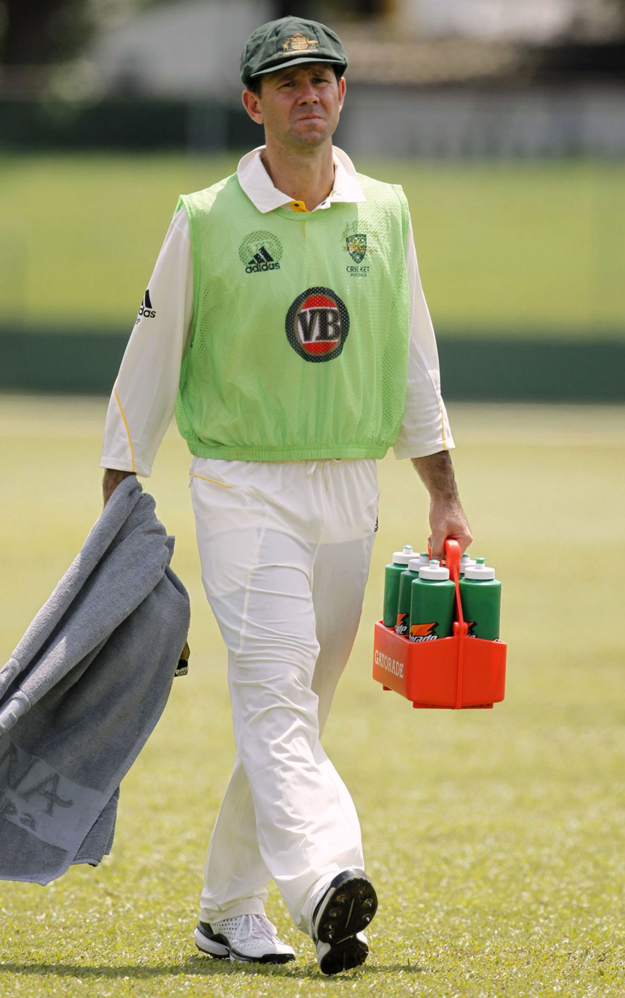 Ricky Ponting carries the drinks for his team-mates, Sri Lanka Board XI v Australians, Colombo, 1st day, August 25, 2011 