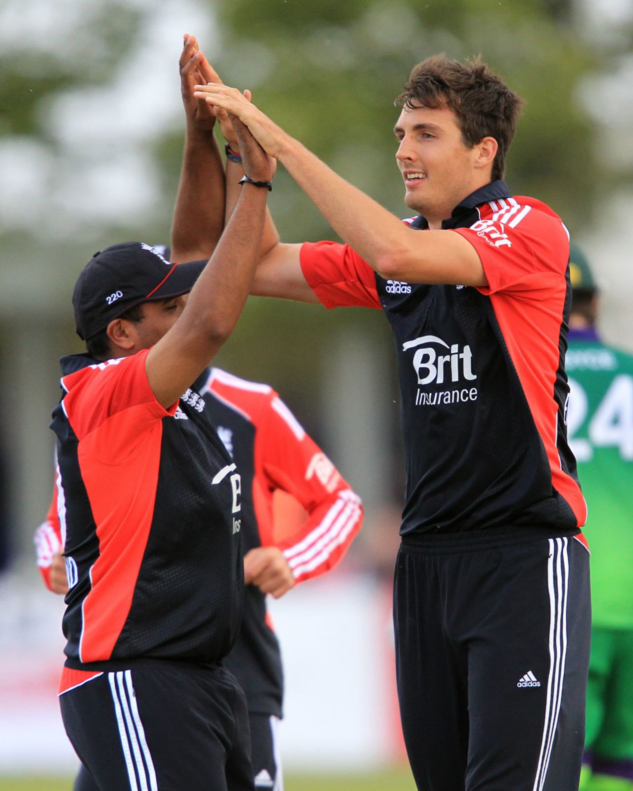 Steven Finn claimed two early wickets before the rain interrupted at Clontarf, Ireland v England, only ODI, Clontarf, August 25, 2011