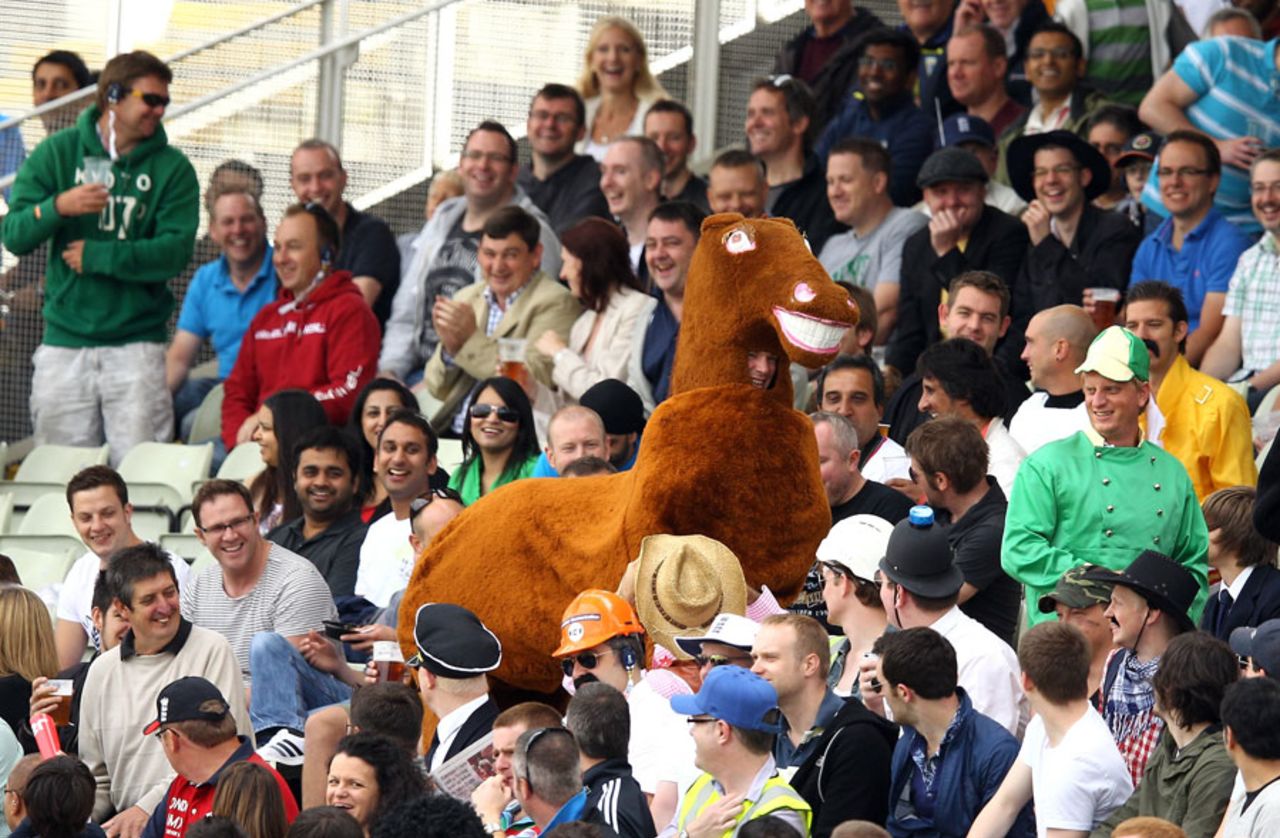 Fans dressed in a horse costume entertain the crowd, England v India, 3rd Test, Edgbaston, 4th day, August 13, 2011