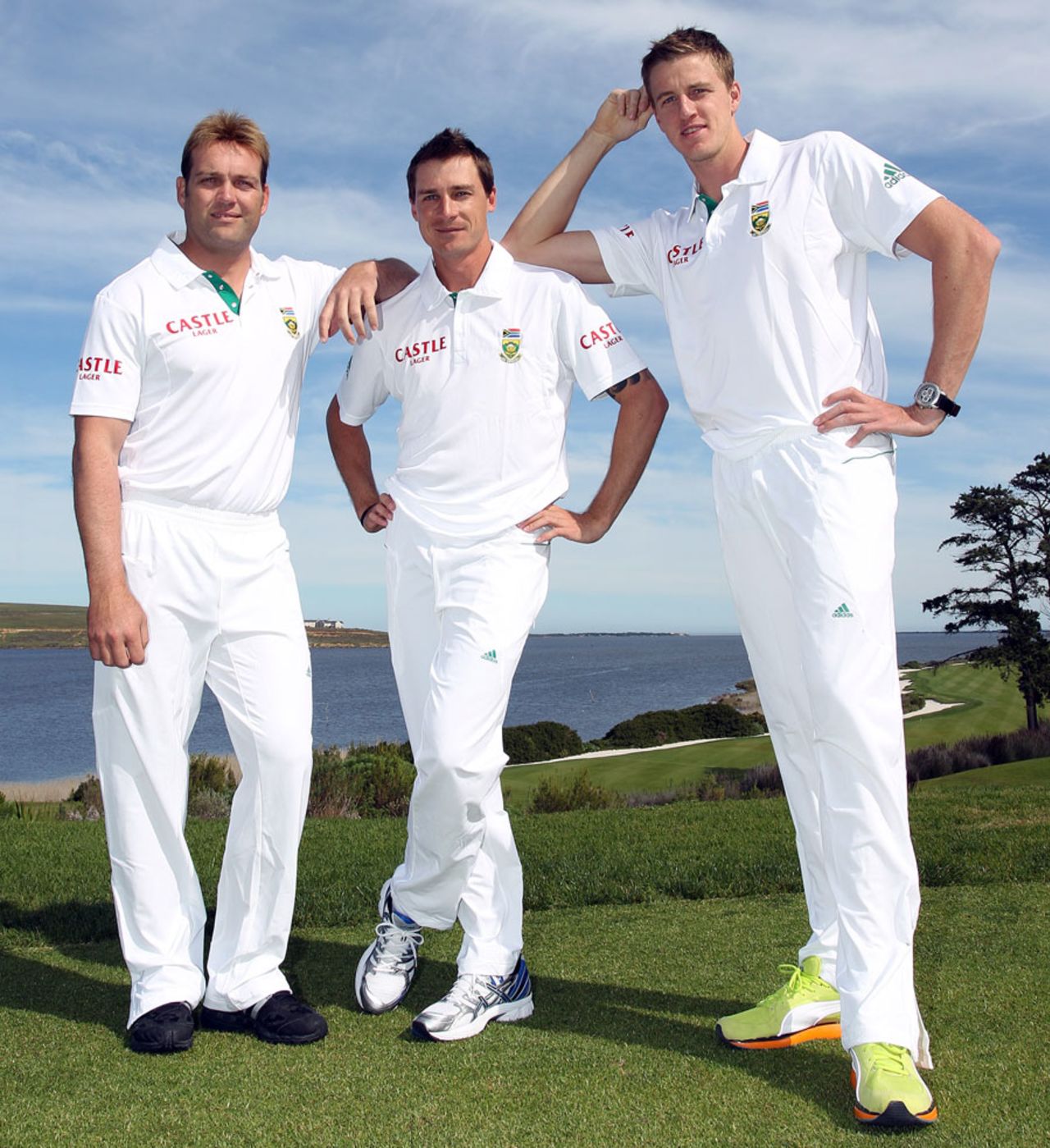 Jacques Kallis, Dale Steyn and Morne Morkel at a CSA camp, Kleinmond, August 29, 2011