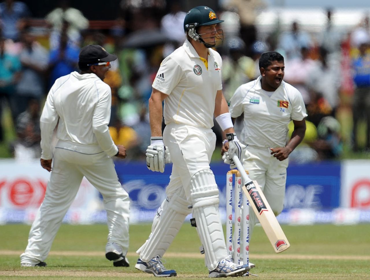 Rangana Herath removed Shane Watson with his first delivery, Sri Lanka v Australia, 1st Test, Galle, 1st day, August 31, 2011