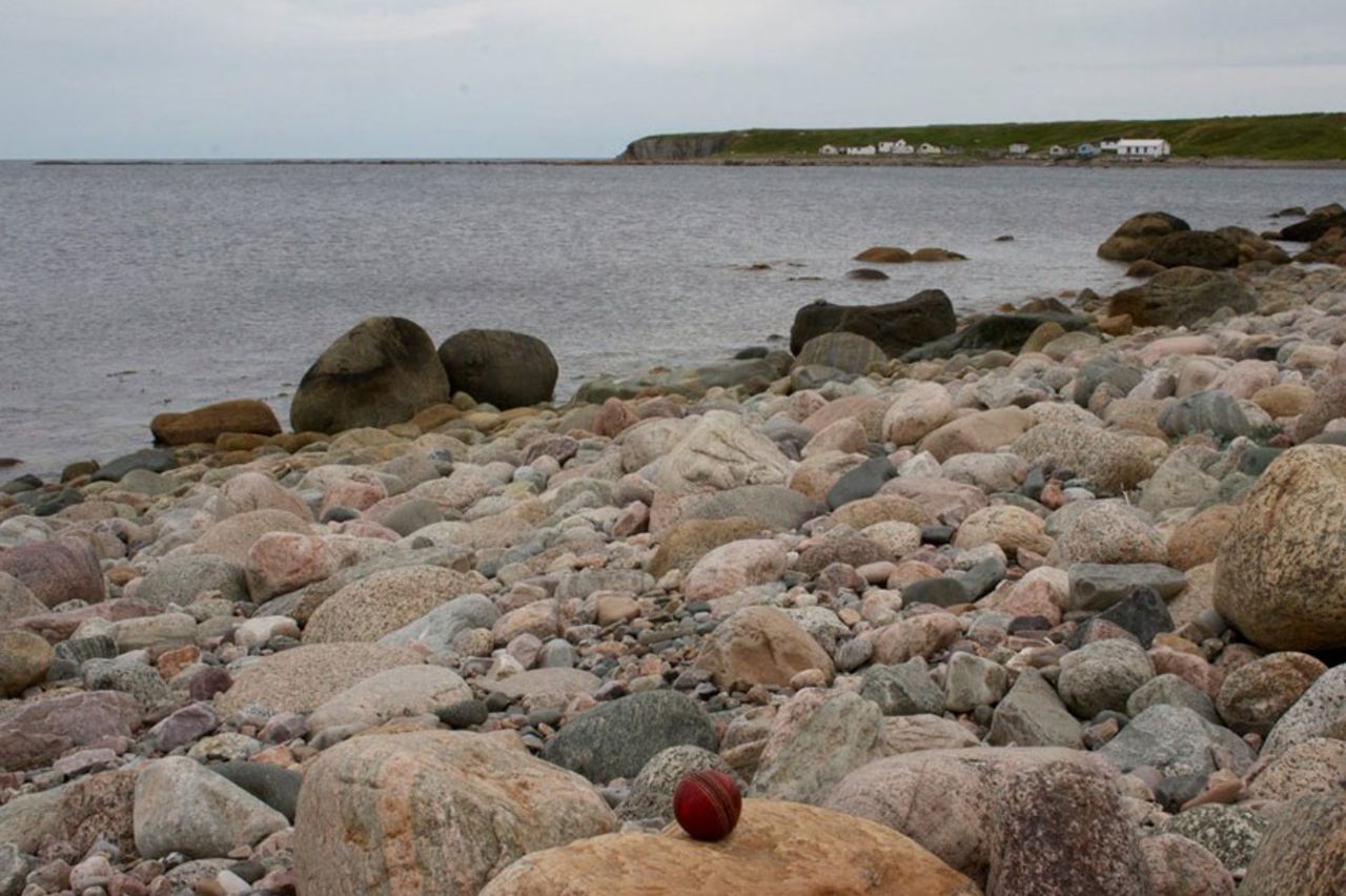 A cricket ball at Green Point at Gros Morne National Park in Newfoundland