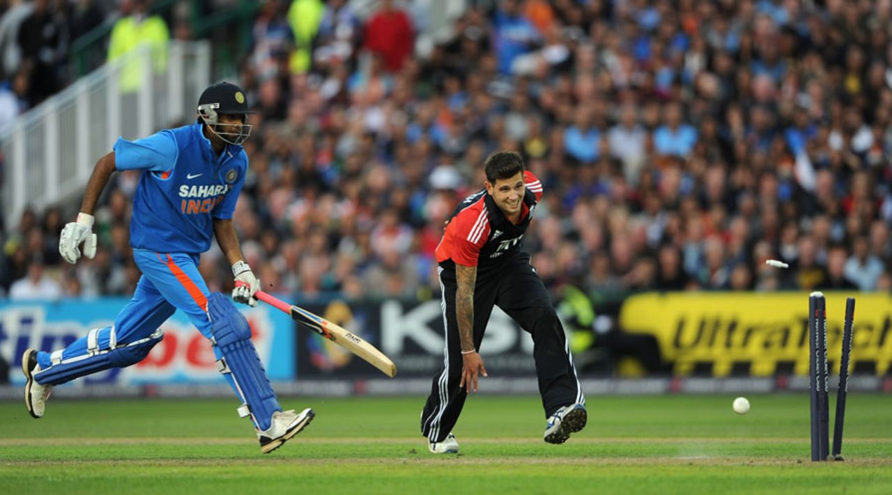 R Ashwin was run out second-ball for 4, England v India, Twenty20, Old Trafford, August 31, 2011