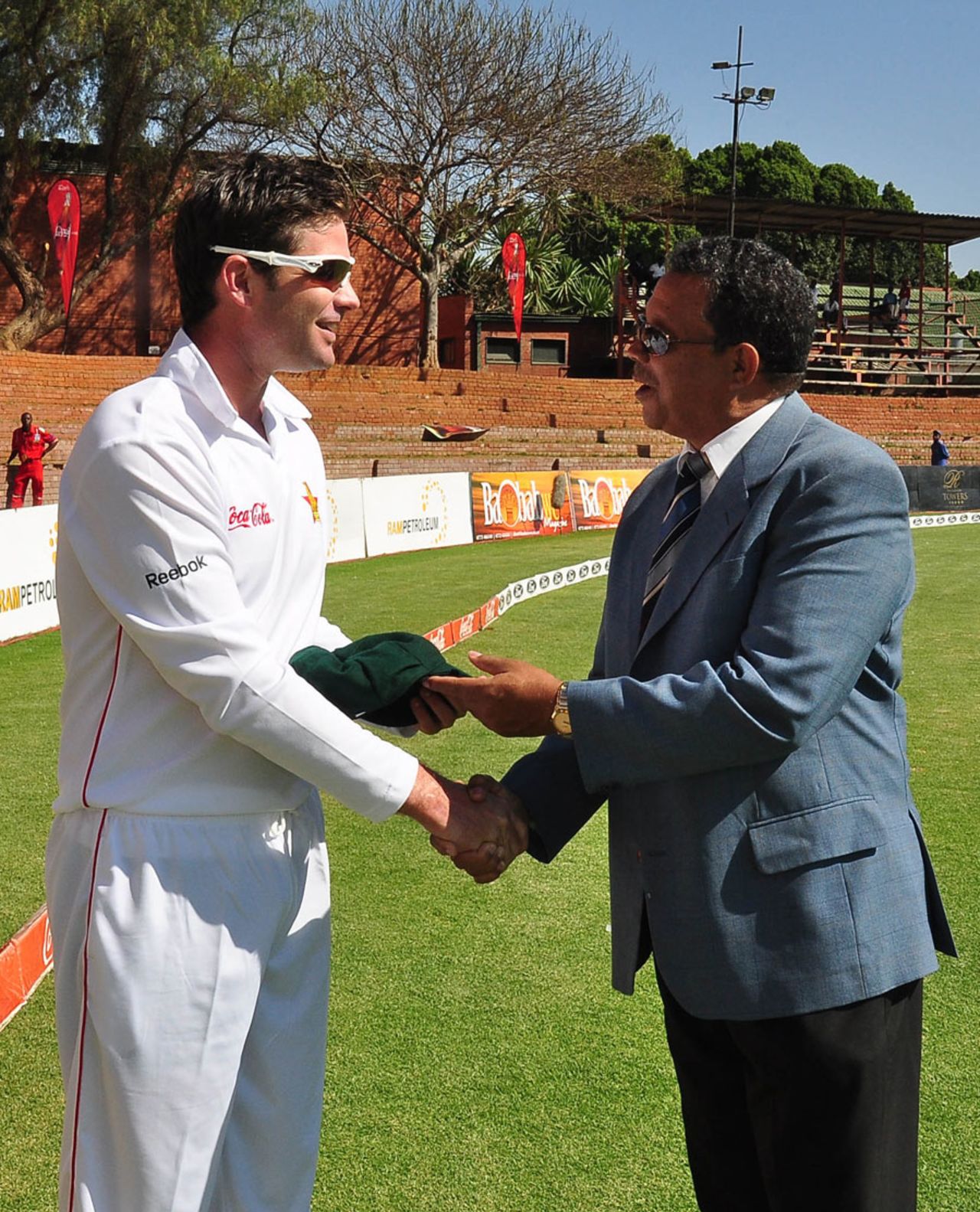 Greg Lamb is presented with his Test cap, Zimbabwe v Pakistan, only Test, Bulawayo, 1st day, September 1, 2011
