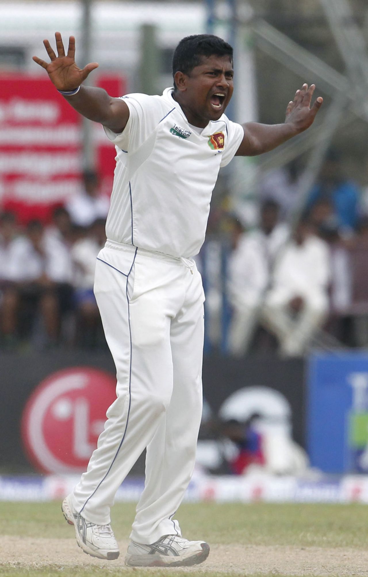 Rangana Herath appeals unsuccessfully for a leg before, Sri Lanka v Australia, 1st Test, Galle, 3rd day, September 2, 2011
