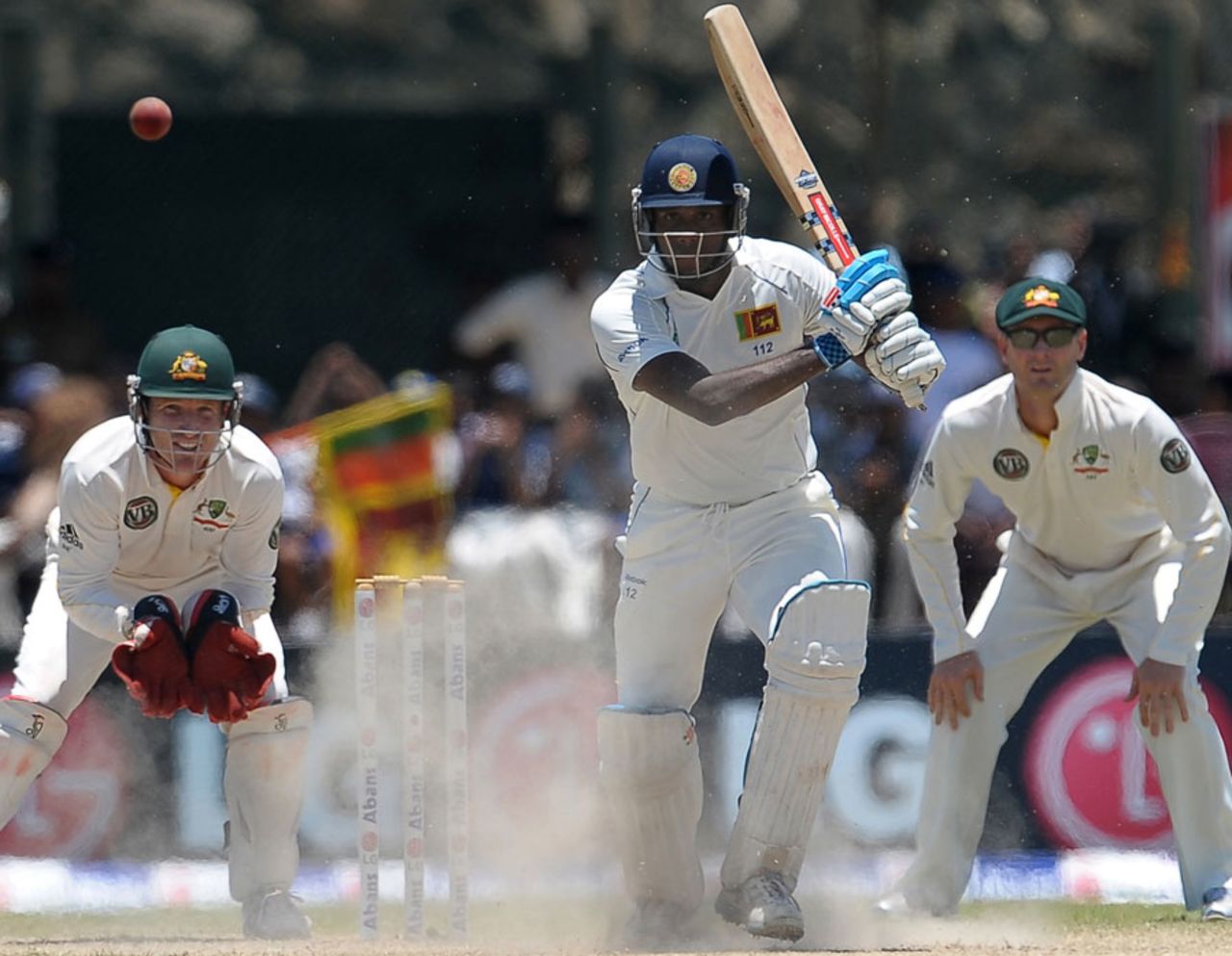 Angelo Mathews reached his half-century off 89 balls, Sri Lanka v Australia, 1st Test, Galle, 4th day, September 3, 2011