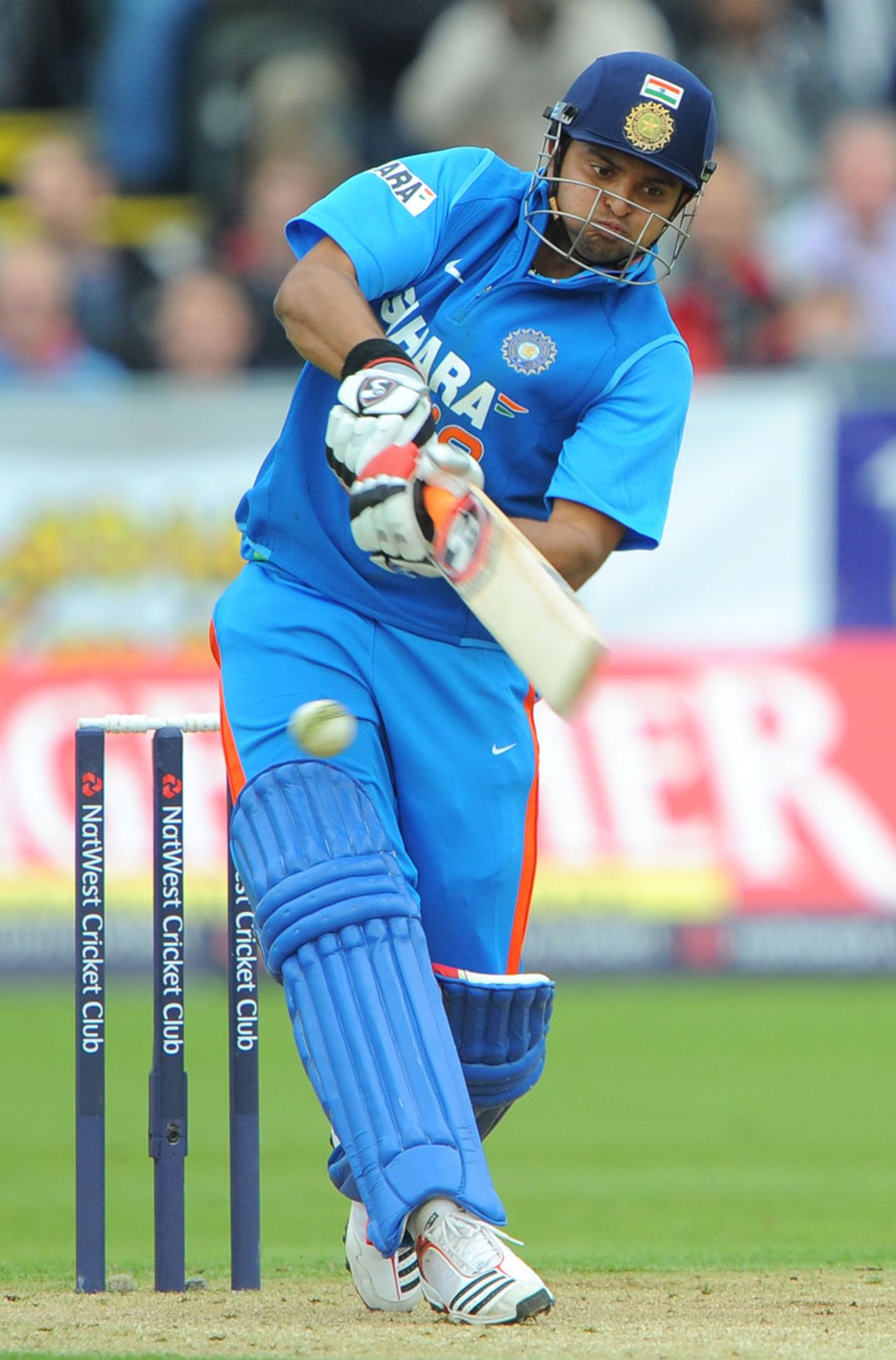 Suresh Raina lines up for a big hit, England v India, 1st ODI, Chester-le-Street, September 3, 2011