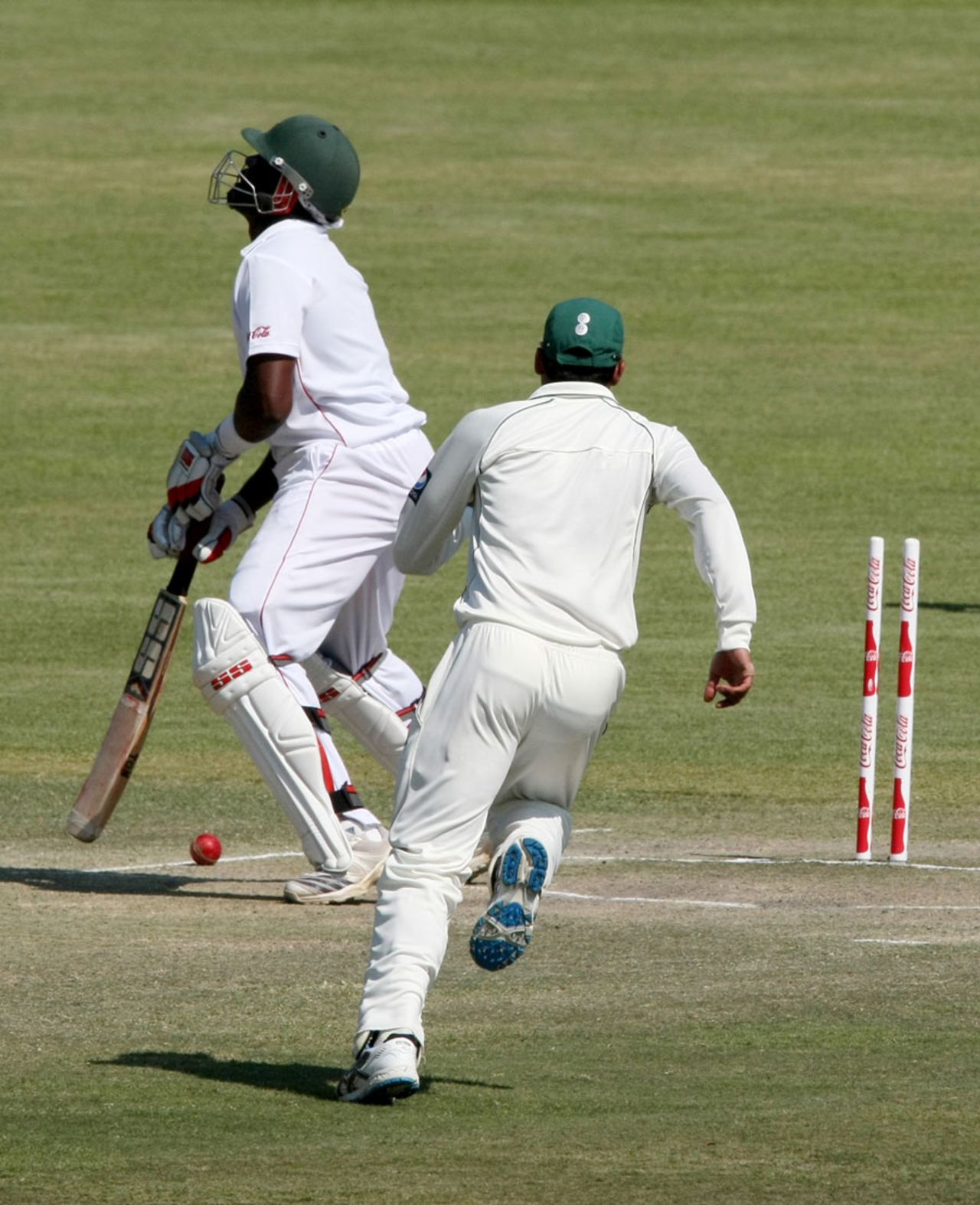Hamilton Masakadza loses his off stump to Aizaz Cheema, Zimbabwe v Pakistan, only Test, 4th day, Bulawayo, September 4, 2011
