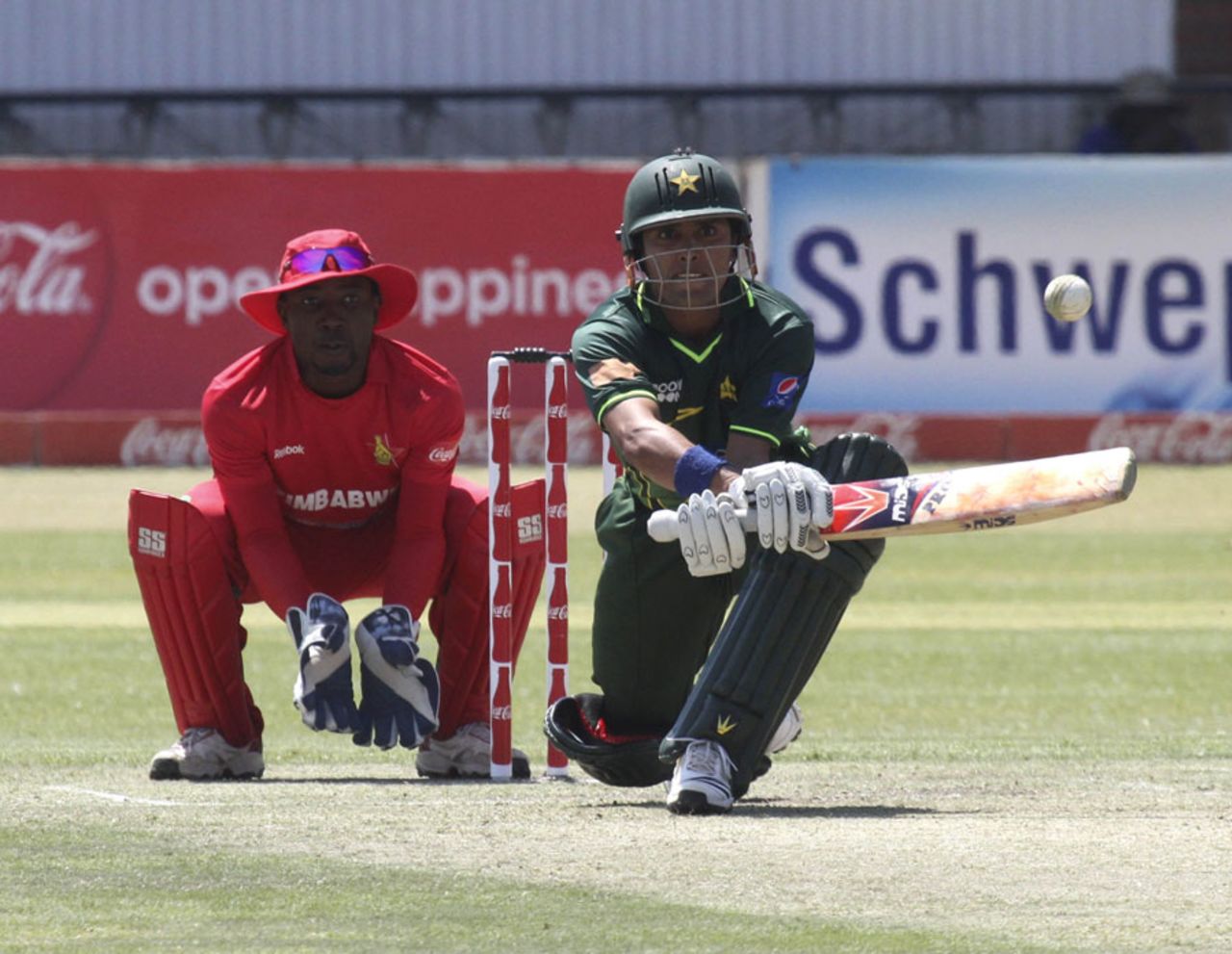 Adnan Akmal lines up to reverse sweep, Zimbabwe v Pakistan, 1st ODI, Bulawayo, September 8, 2011