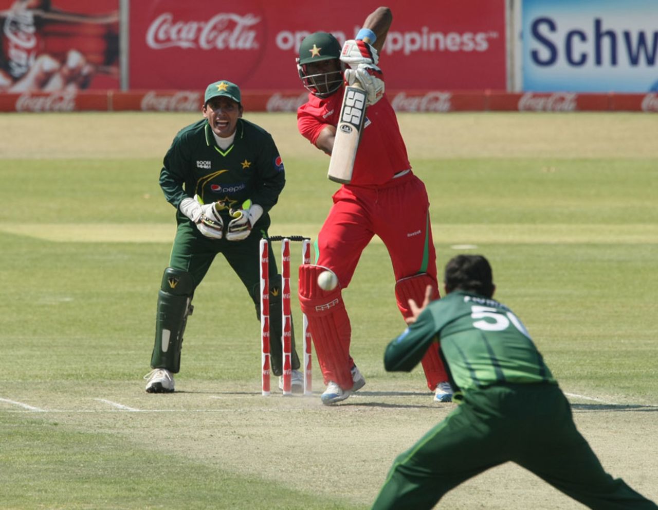 Vusi Sibanda defends one back to the bowler, Zimbabwe v Pakistan, 1st ODI, Bulawayo, September 8, 2011