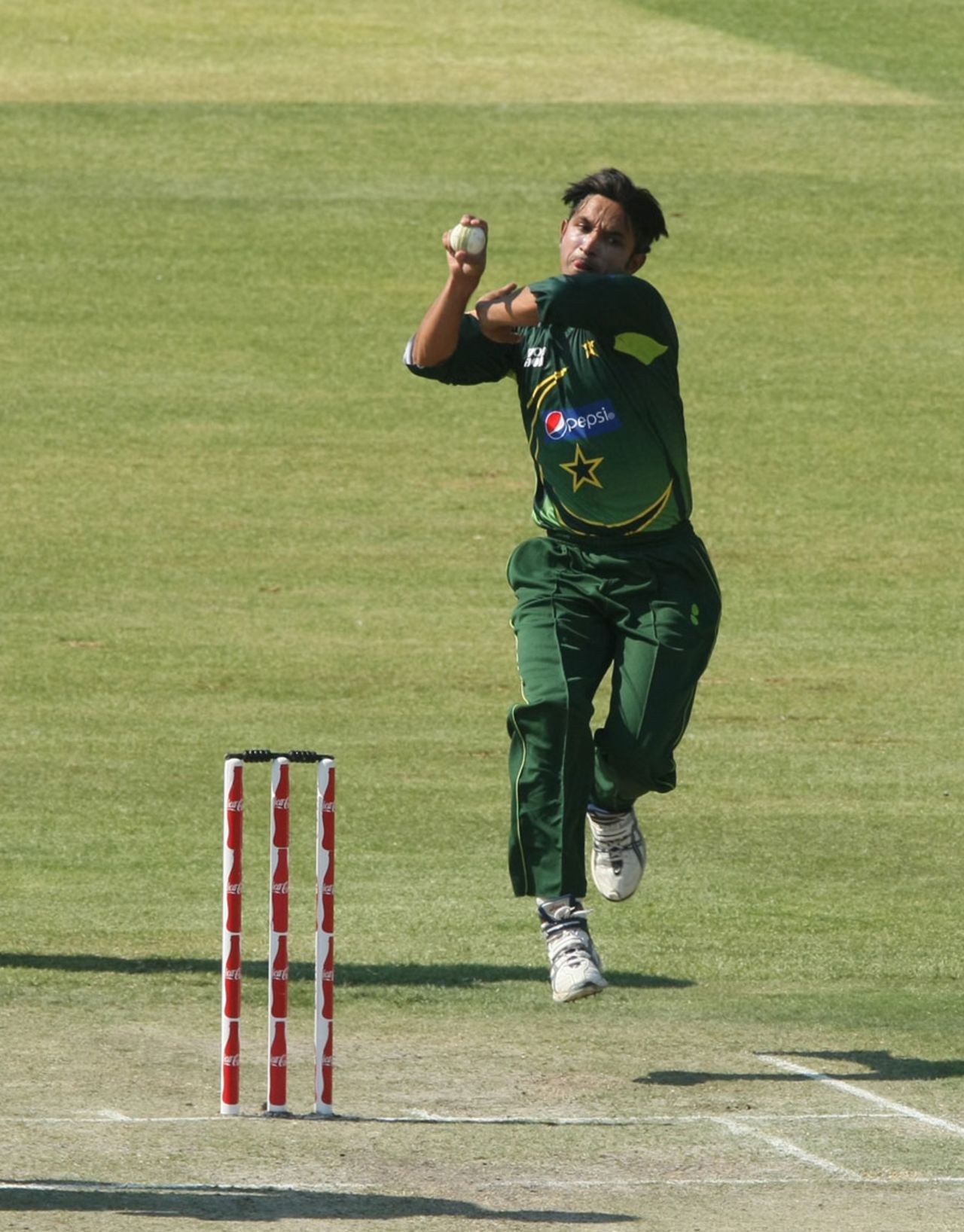 Aizaz Cheema leaps before delivery, Zimbabwe v Pakistan, 1st ODI, Bulawayo, September 8, 2011