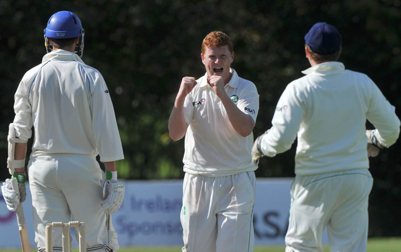 Kevin O'Brien took two wickets as his side closed in on victory on the third day, Ireland v Namibia, Intercontinental Cup, 1st day, Belfast, September 8, 2011