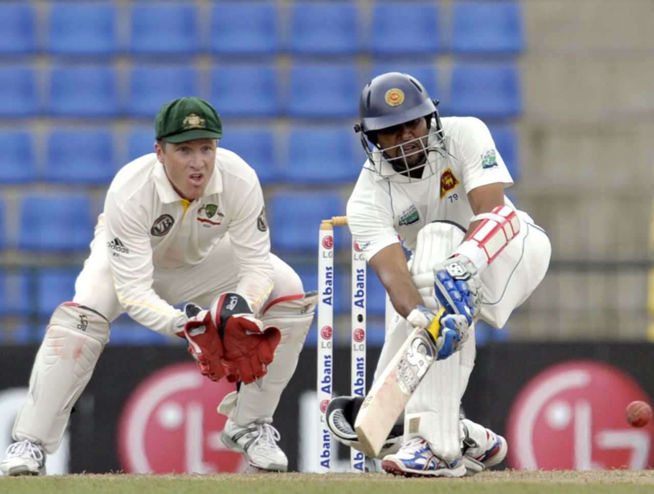 Tillakaratne Dilshan made 36 before he was dismissed, Sri Lanka v Australia, 2nd Test, Pallekele, 4th day, September 11, 2011
