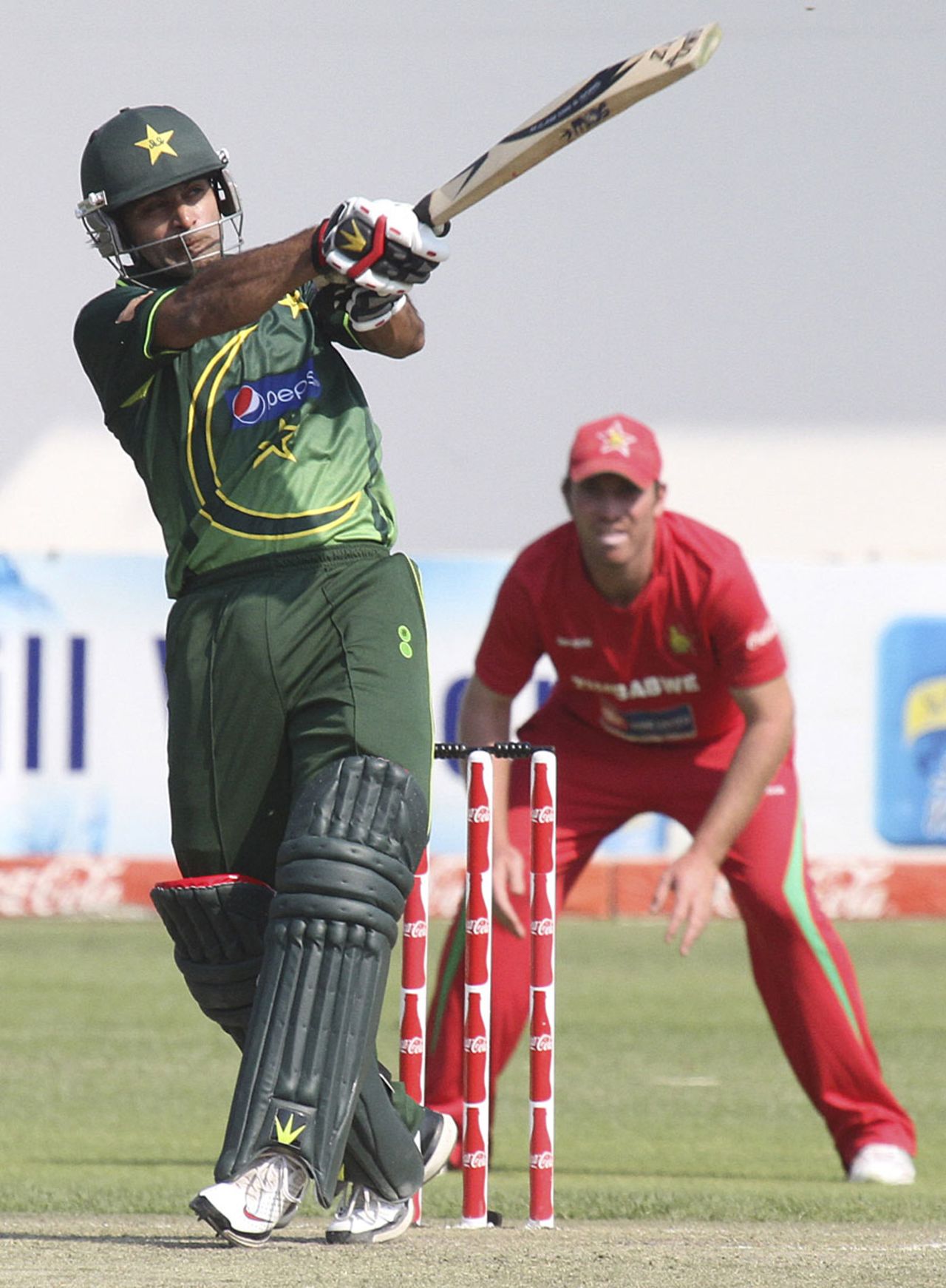 Mohammad Hafeez pulls during his solid knock, Zimbabwe v Pakistan, 2nd ODI, Harare, September 11, 2011 