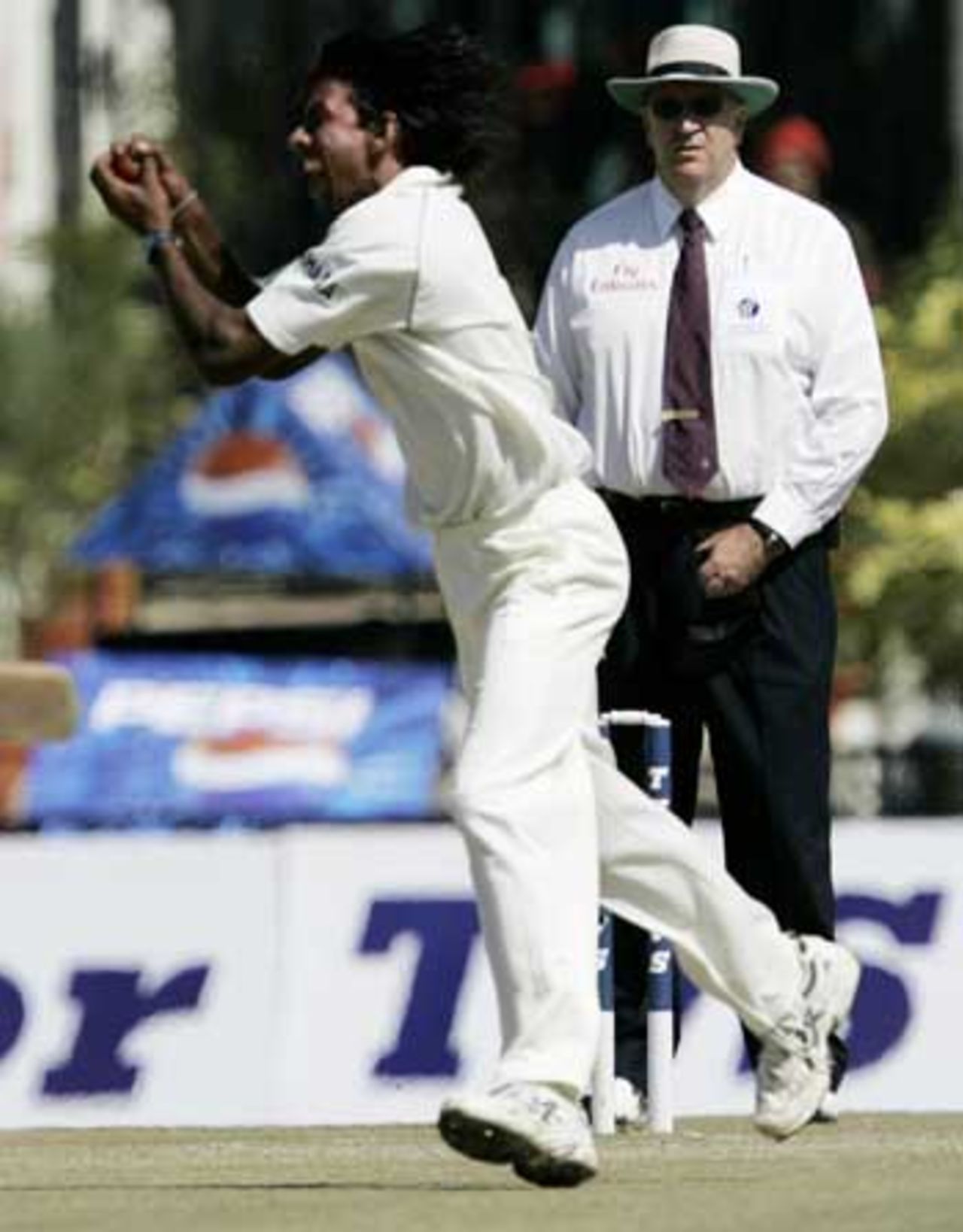 Then India turned it on as L Balaji plucked a return catch to start things off, India v Pakistan, 1st Test, Mohali, March 11, 2005