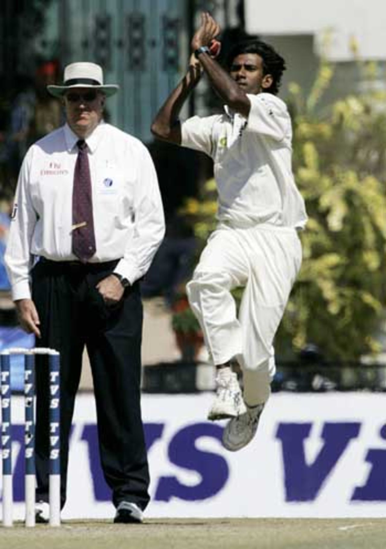 L Balaji was in full cry, India v Pakistan, 1st Test, Mohali, March 11, 2005