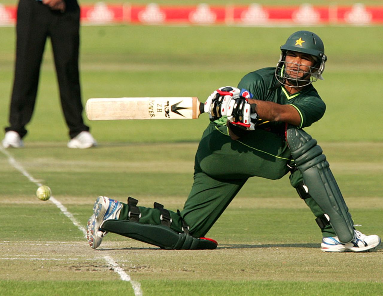 Imran Farhat sweeps during his half-century, Zimbabwe v Pakistan, 2nd ODI, Harare, September 11, 2011 