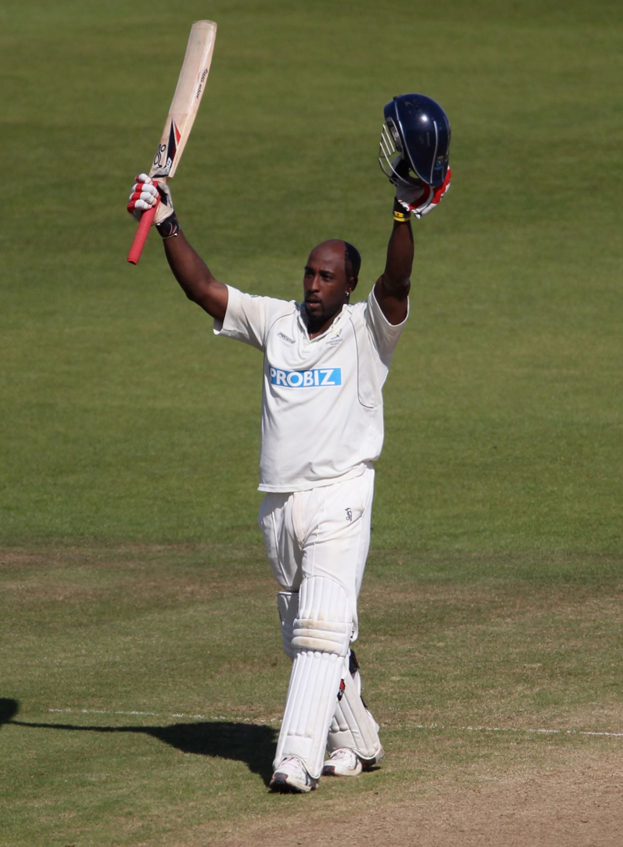 Michael Carberry celebrates his hundred against Warwickshire, Hampshire v Warwickshire, County Championship, Division One, September 15, 2011