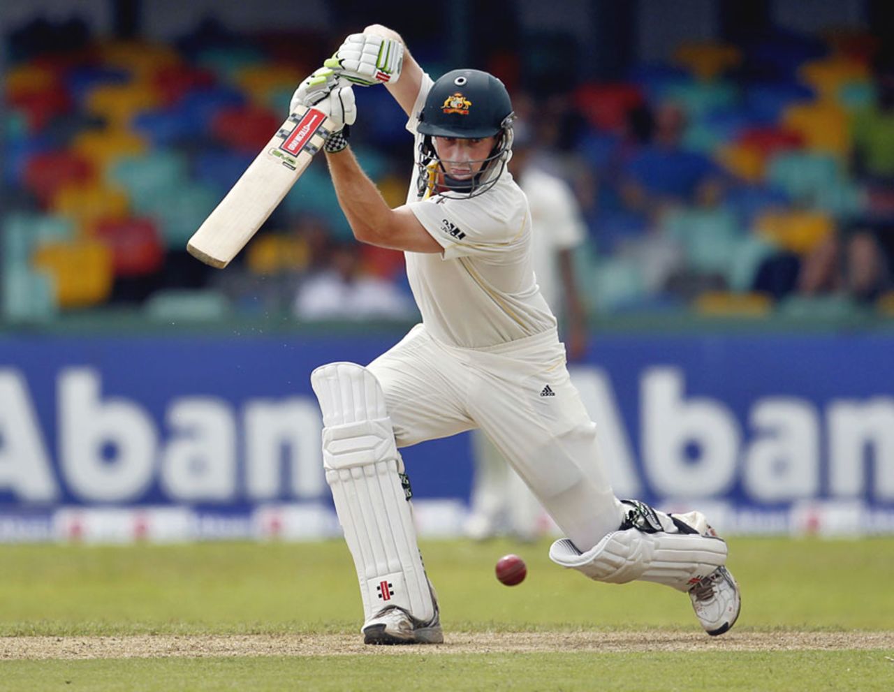 Shaun Marsh drives on his way to a fifty, Sri Lanka v Australia, 3rd Test, SSC, Colombo, 1st day, September 16, 2011