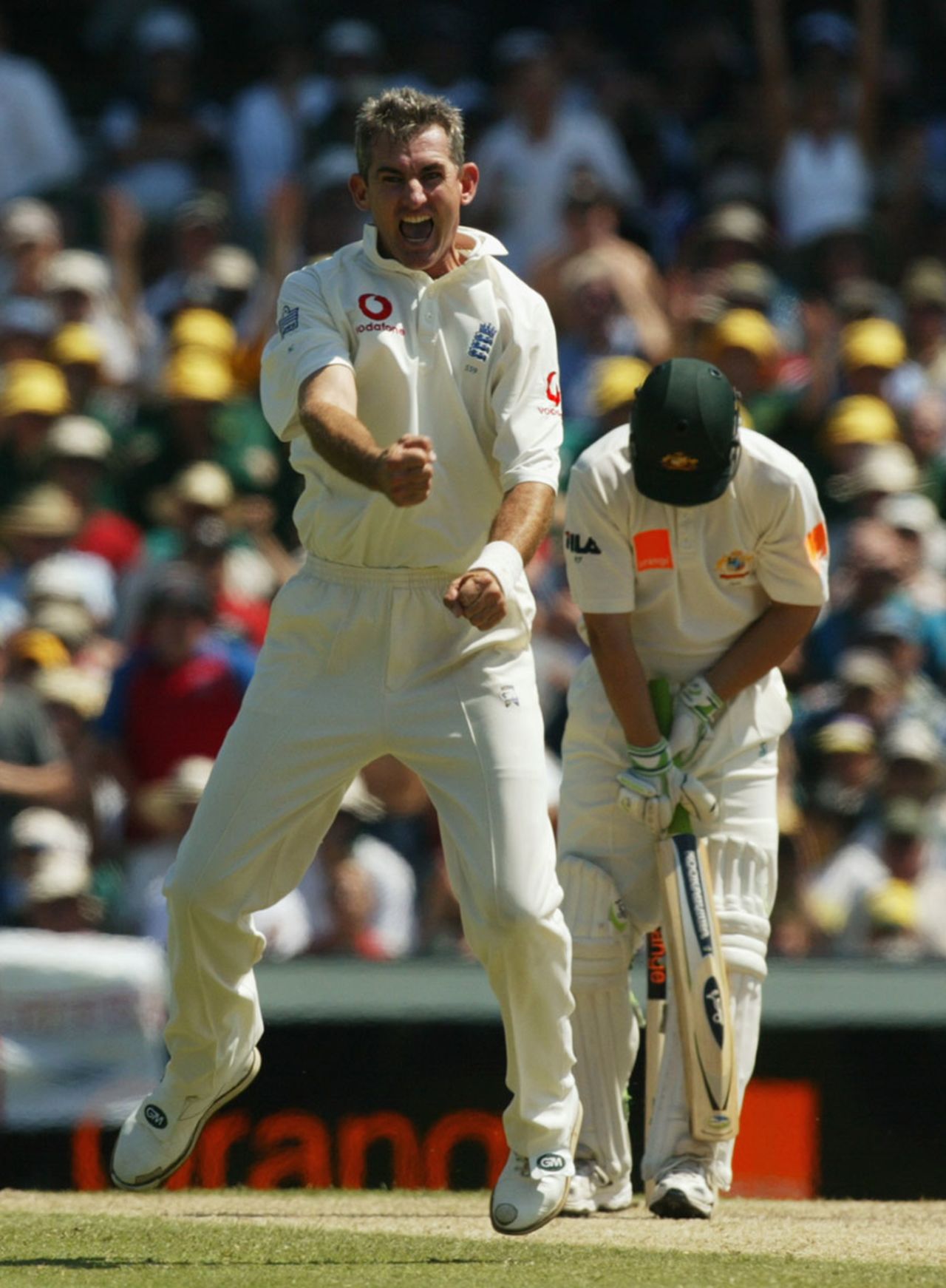 Andy Caddick celebrates the wicket of Ricky Ponting, Australia v England, 5th Test, SCG, 2nd day, January 3, 2003