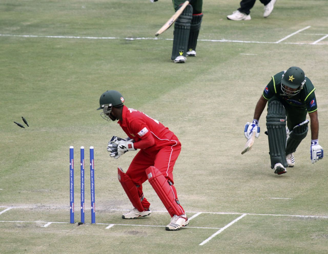 Asad Shafiq was run out for 38, Zimbabwe v Pakistan, 1st Twenty20, Harare, September 16, 2011
