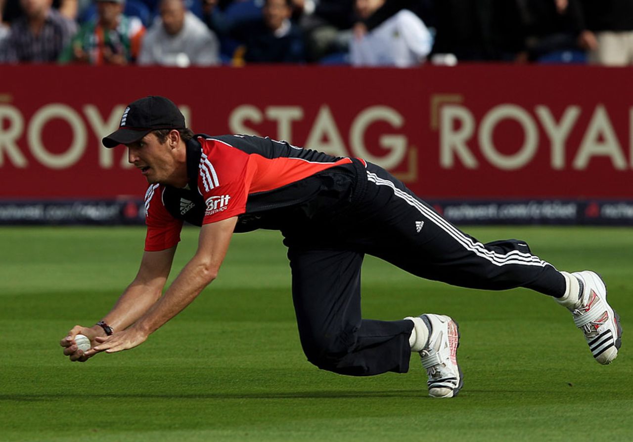Steven Finn took an excellent catch at third man, England v India, 5th ODI, Cardiff, September 16, 2011