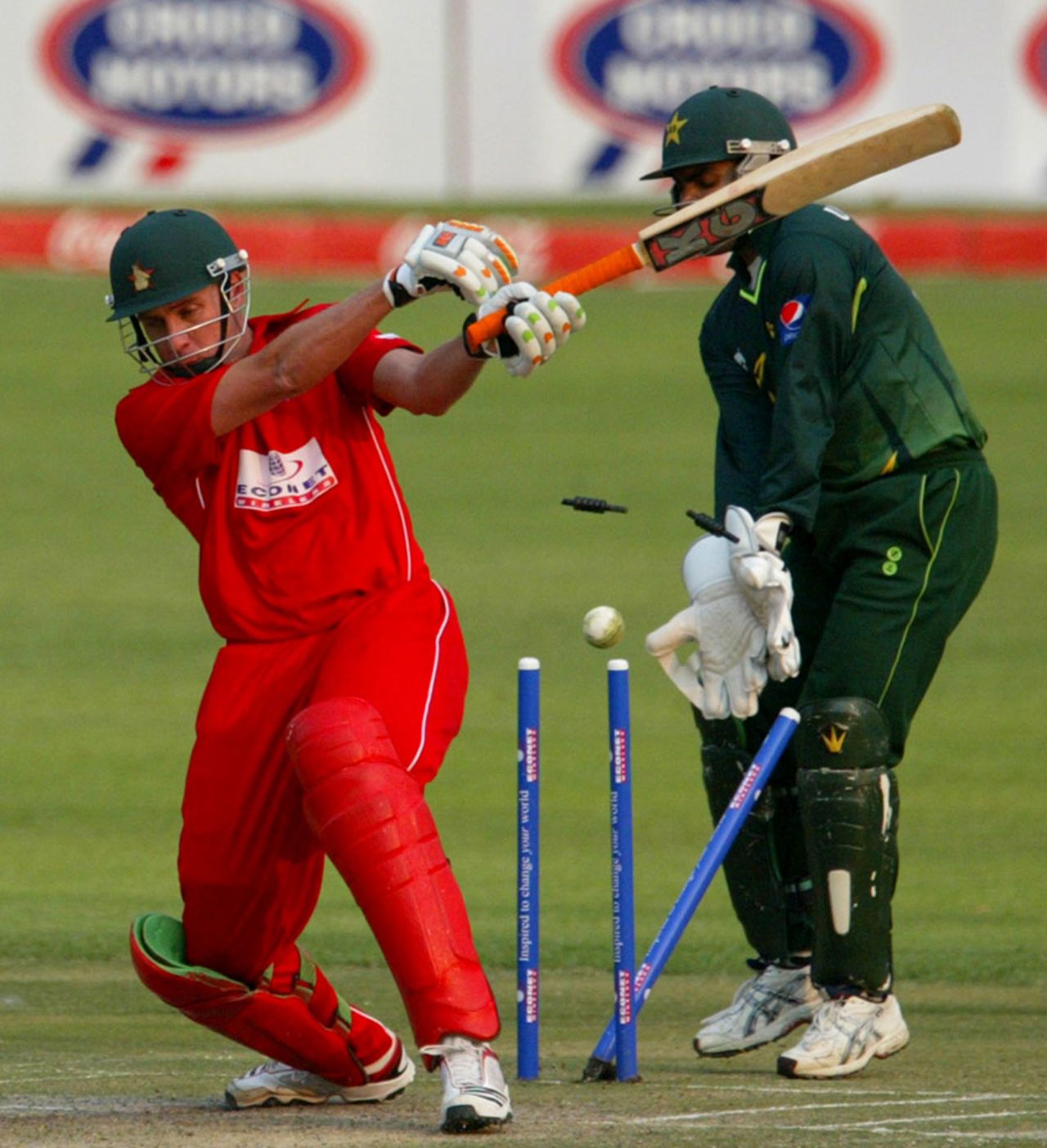 Ray Price is bowled, Zimbabwe v Pakistan, 1st Twenty20, Harare, September 16, 2011