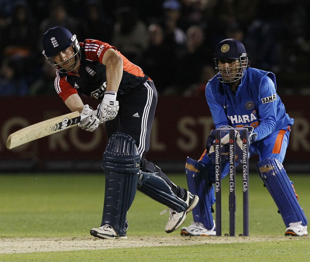 Jonathan Trott works one to the leg side, England v India, 5th ODI, Cardiff, September 16, 2011