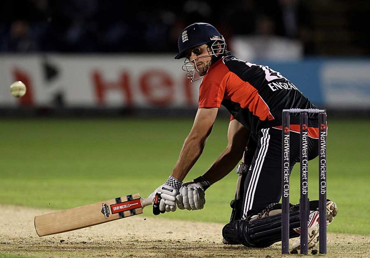Alastair Cook plays the reverse-paddle, England v India, 5th ODI, Cardiff, September 16, 2011