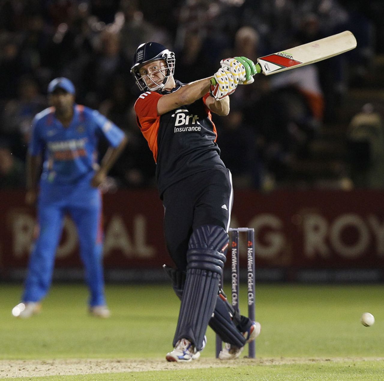 Jonny Bairstow smashes one to the leg side, England v India, 5th ODI, Cardiff, September 16, 2011