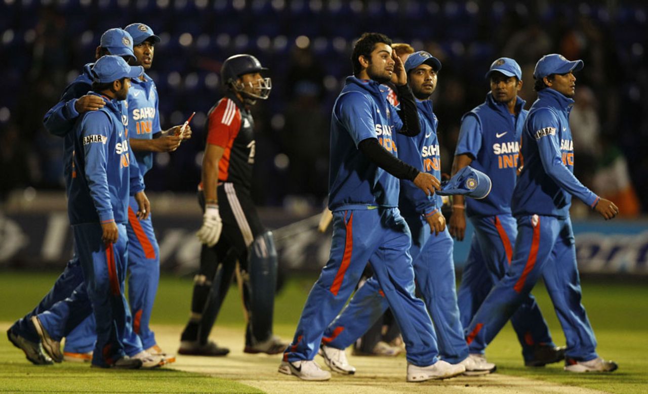 India trudge off after losing the one-day series 0-3, England v India, 5th ODI, Cardiff, September 16, 2011