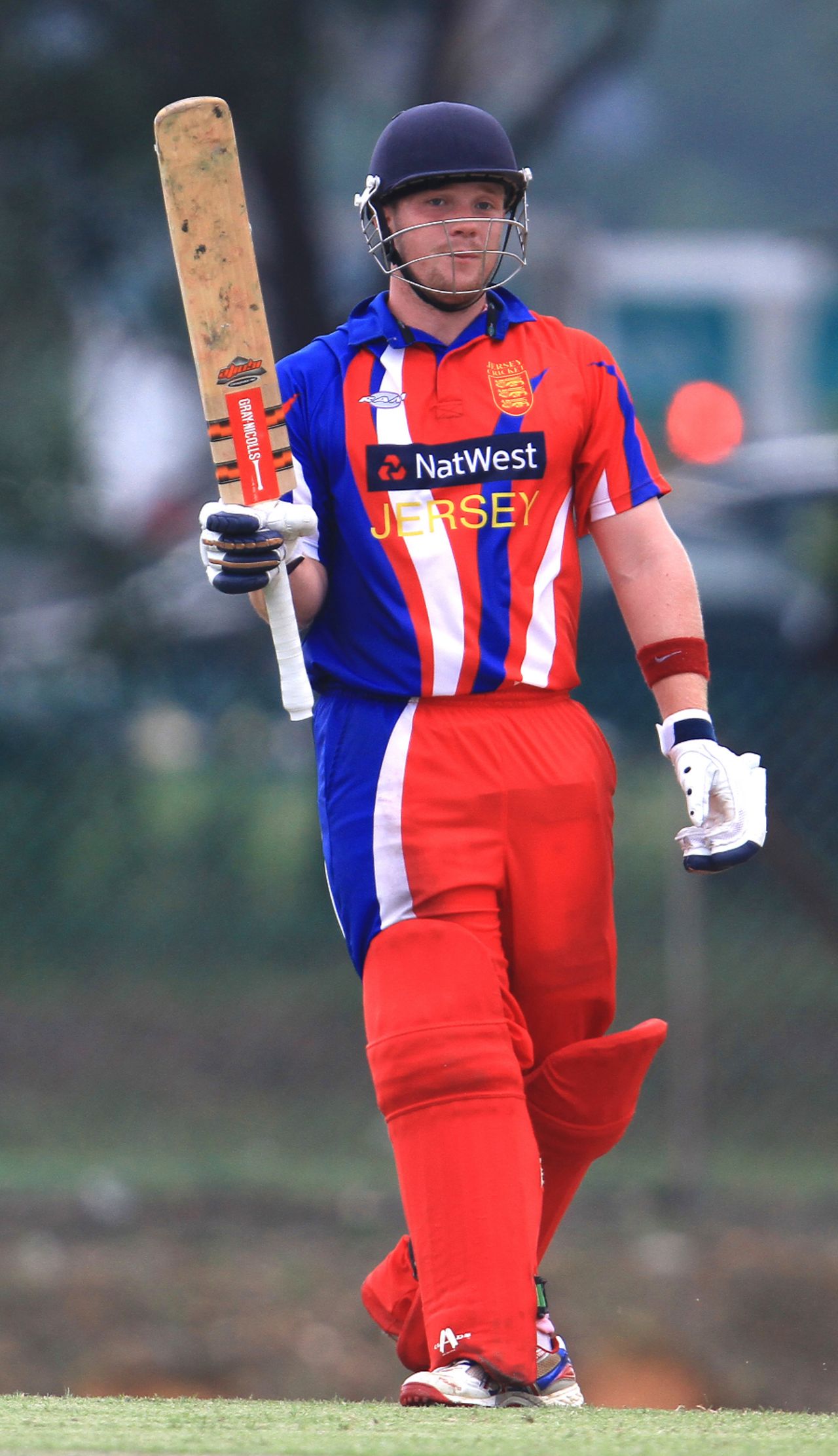 Jersey's Edward Farley acknowledges applause for his half-century, Guernsey v Jersey, World Cricket League Division Six, Kuala Lumpur, September 17 2011